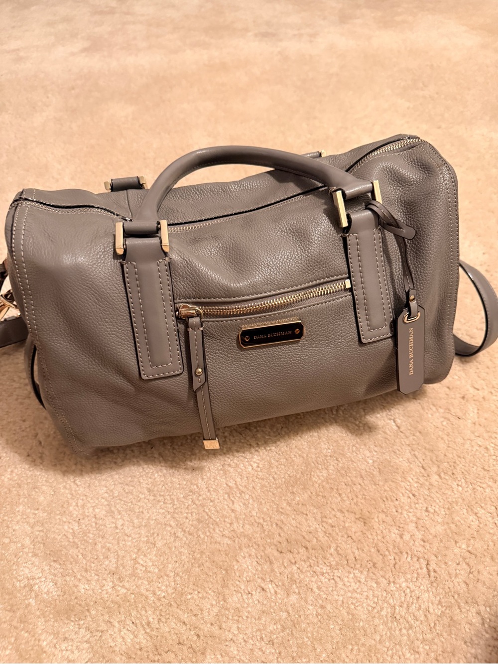 Dana Buchman Gray Pebbled Leather Purse w/Crossbody Strap